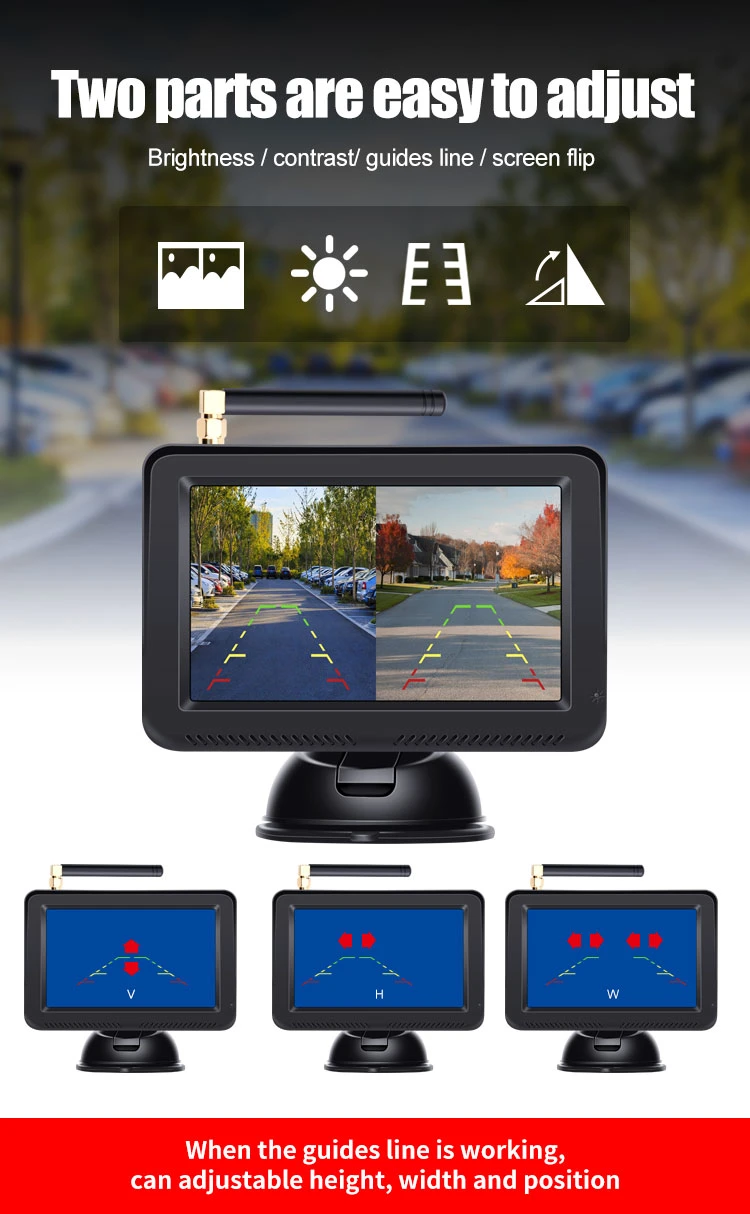 5 Inch Display Car Camera System Wireless Night Vision Reverse Backup Camera Kit for RV Ttuck