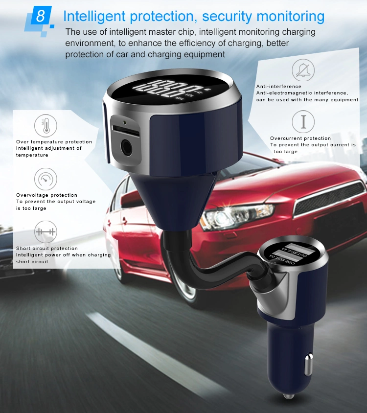 Bluetooth Wireless in-Car FM Transmitter Radio Adapter Car Kit Car Charger with Dual USB Charging