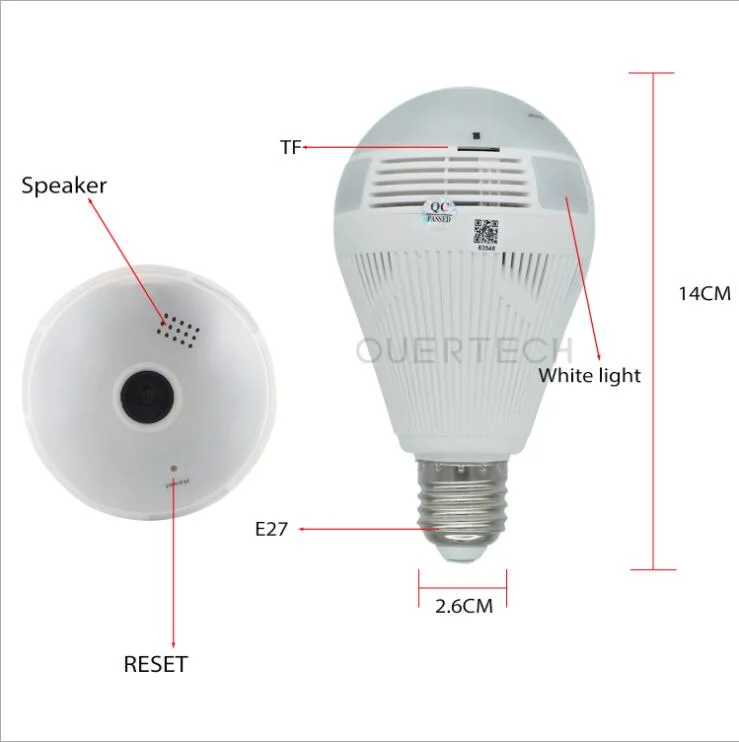 1080P Wireless IP Camera Bulb Light Lamp 360 Degree Fisheye Panoramic Home Camera
