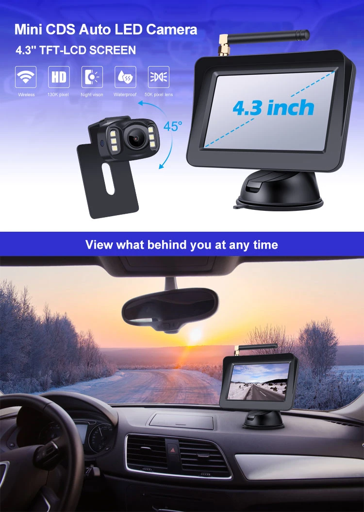Wireless Car Security System Rear View Camera with Monitor 4.3inch
