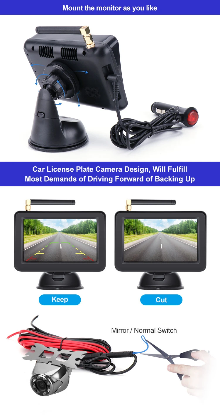 USA License Plate Wireless Backup Car Camera with Night Vision