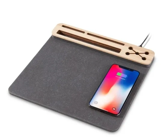 2021 New 3 in 1 15W Wireless Charging USB Type C Output Mouse Pad with Wireless Charger Pen Holder