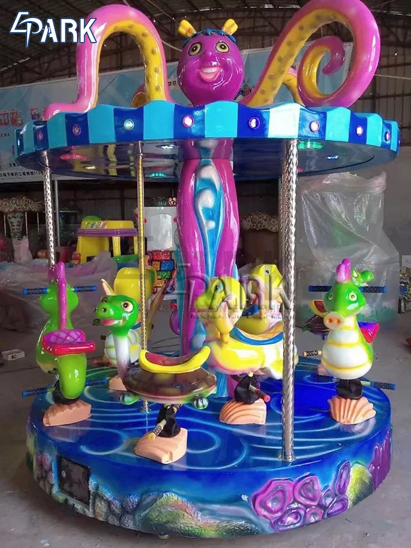 Amusement Park Kids Ride Luxury Carousel Design Nine People Turn Around Horse Swing Car Game Machine
