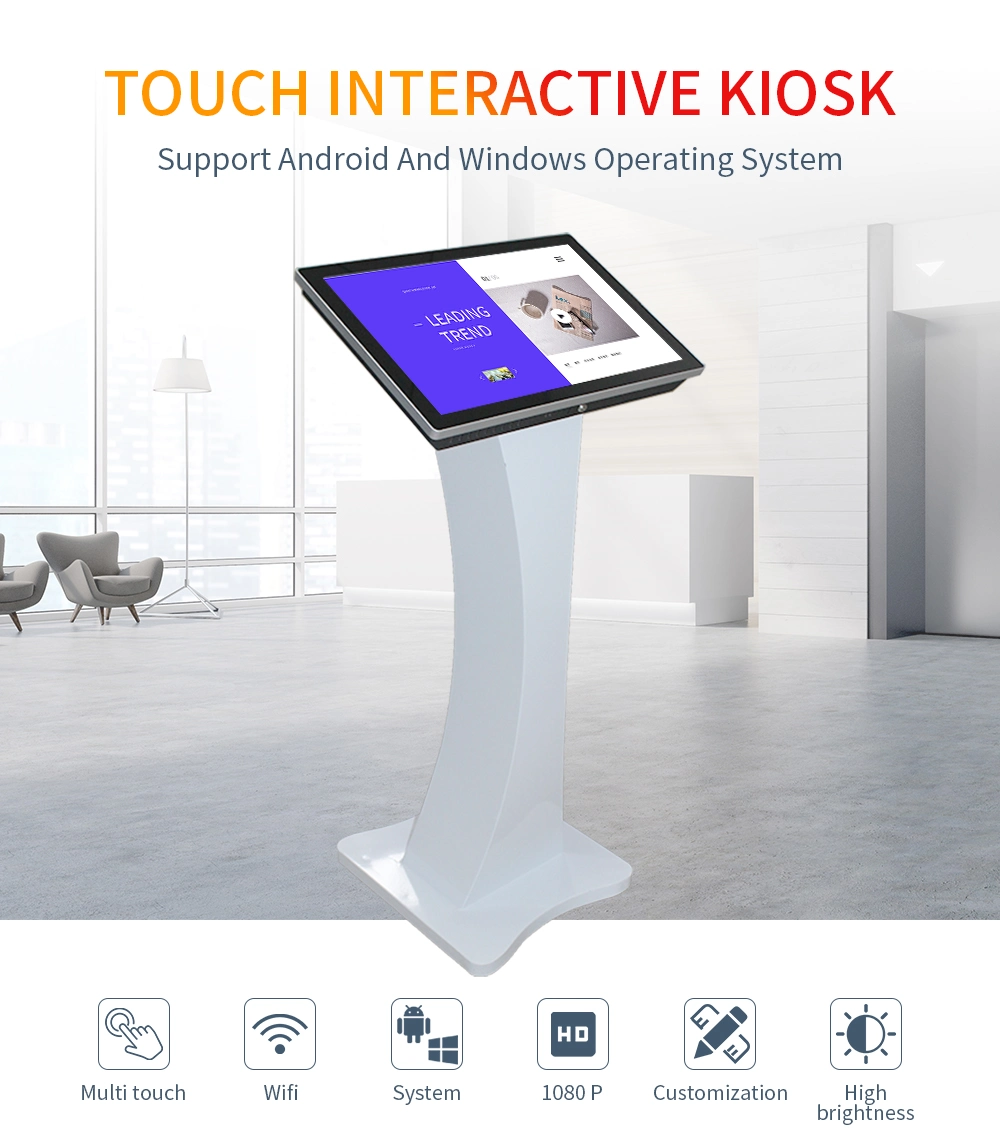Professional 43 Inch Advertising LCD Touch Screen Kiosk FHD WiFi Android Touch Screen Kiosk