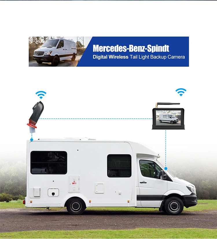 Digital Wireless 5 Inch Monitor Reverse Car Camera Third Brake Light Camera for Mercedes Sprinter