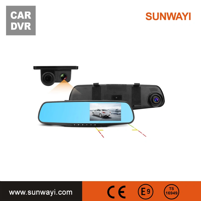 4.3 Inch Car DVR Full HD 1080P Mirror Car Camera Recorder Dash Cam 140 Degree Dual Lens Rear-View