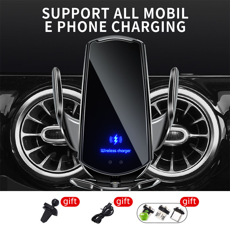 Q3 Fast Charging Auto Clamping Phone Car Holder Wireless Charger for Samsung for Huawei