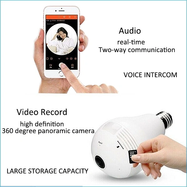 360 Degree Panoramic View Wireless Smart Home Security System IP Camera Integrated LED Illumination