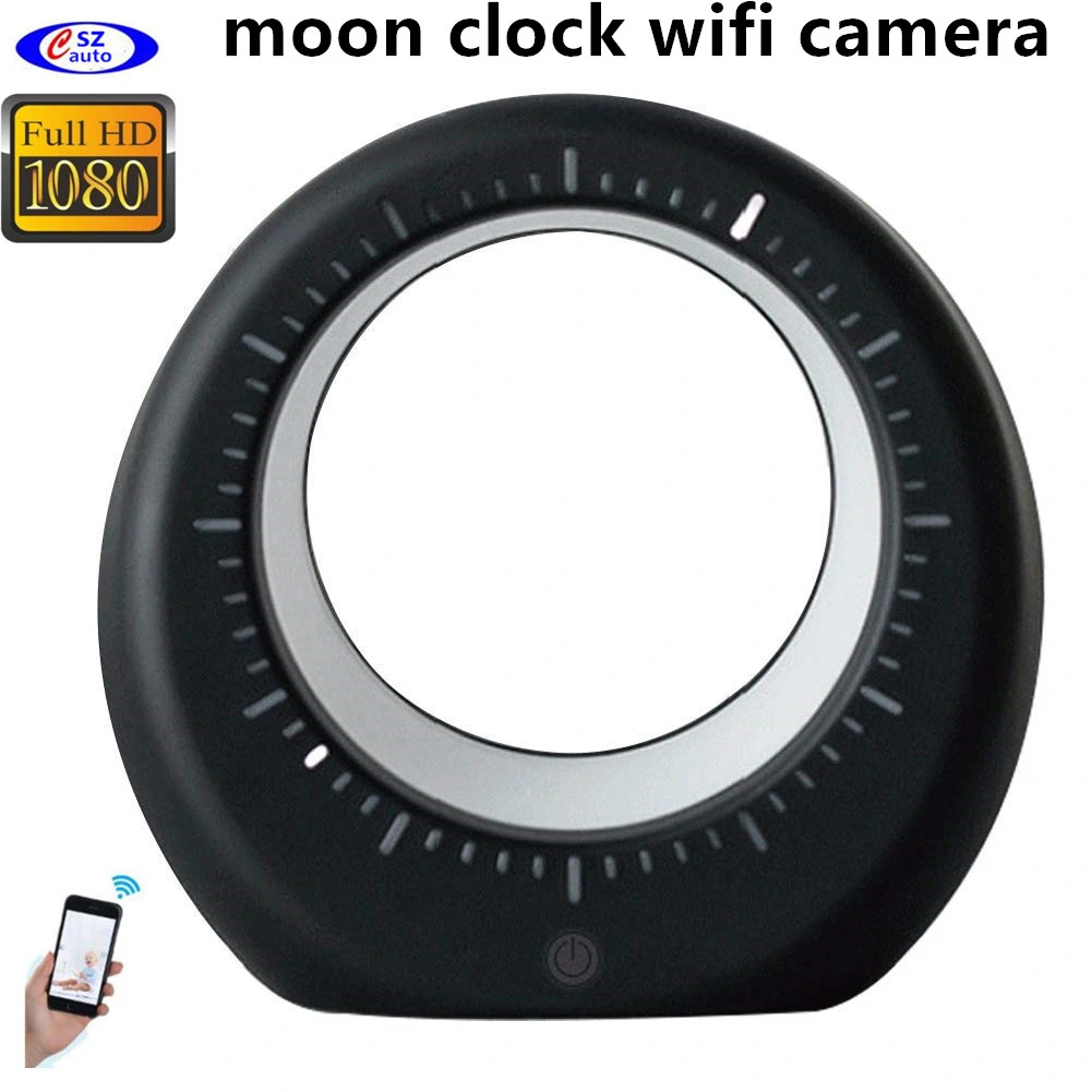 Moon Clock WiFi Hide Camera and Phone Stand 1080P Security Cameras with Wireless Charging Stand, Built in 16GB Support Micro SD Card Recording/Motion (wc005bm)