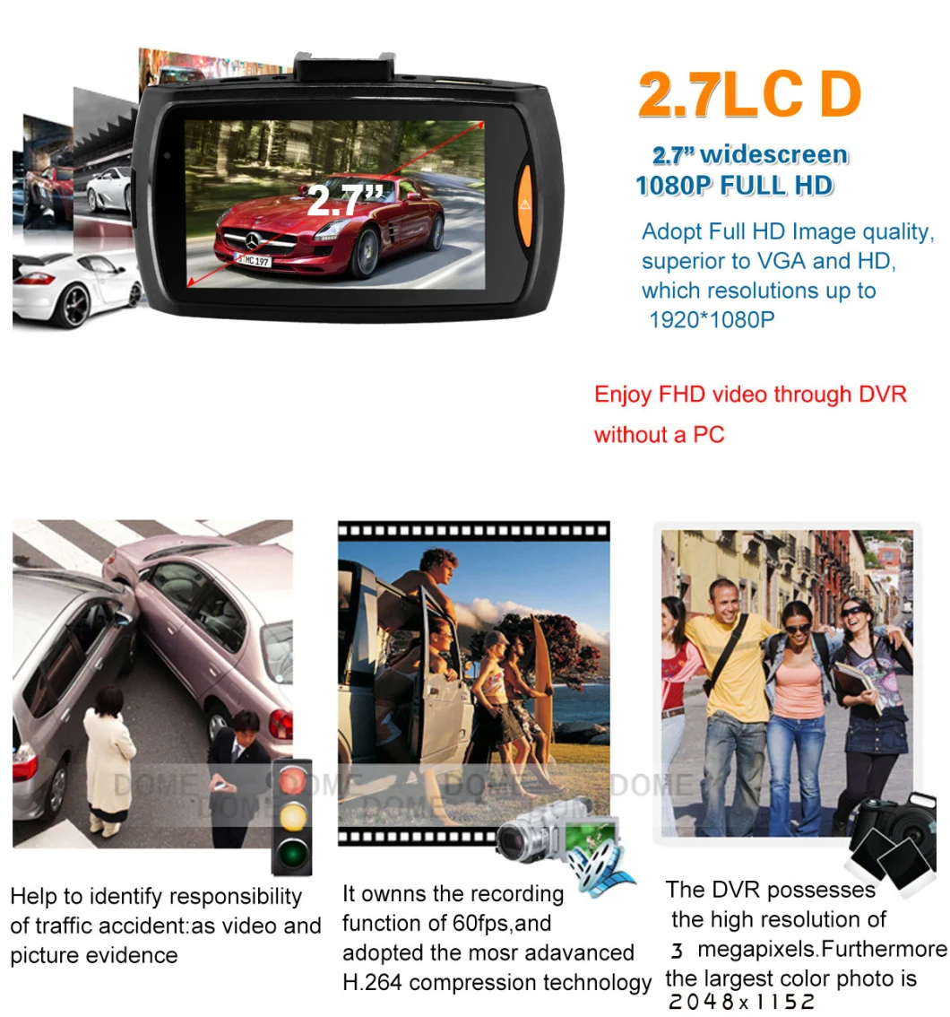 Dash Camera Camera Mini and Cheap Car DVR with 170 Degree Dual Shot