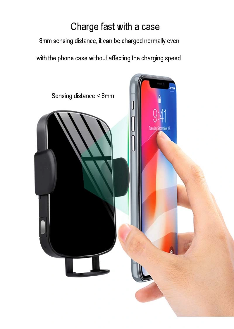15W Electric Portable Mobile Phone Mount Car Holder Wireless Charger