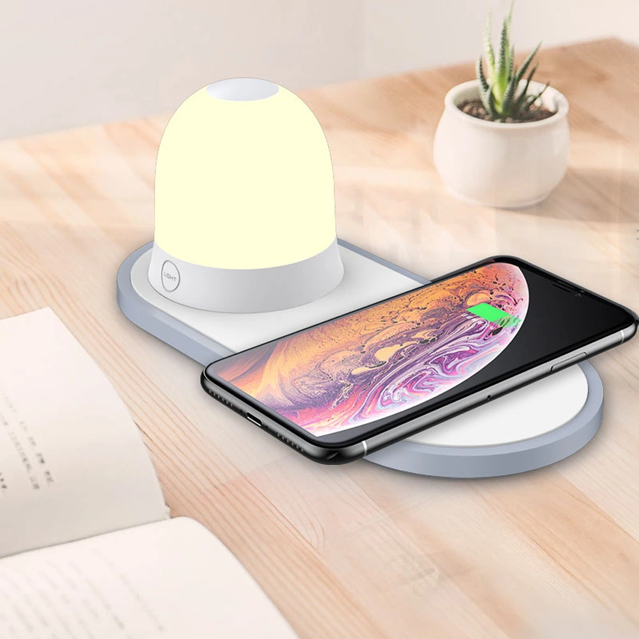 China Factory Supplier Nightlight Mobile Phone Wireless Charger, Mobile Phone Charger, Two-in-One Charger Manufacture
