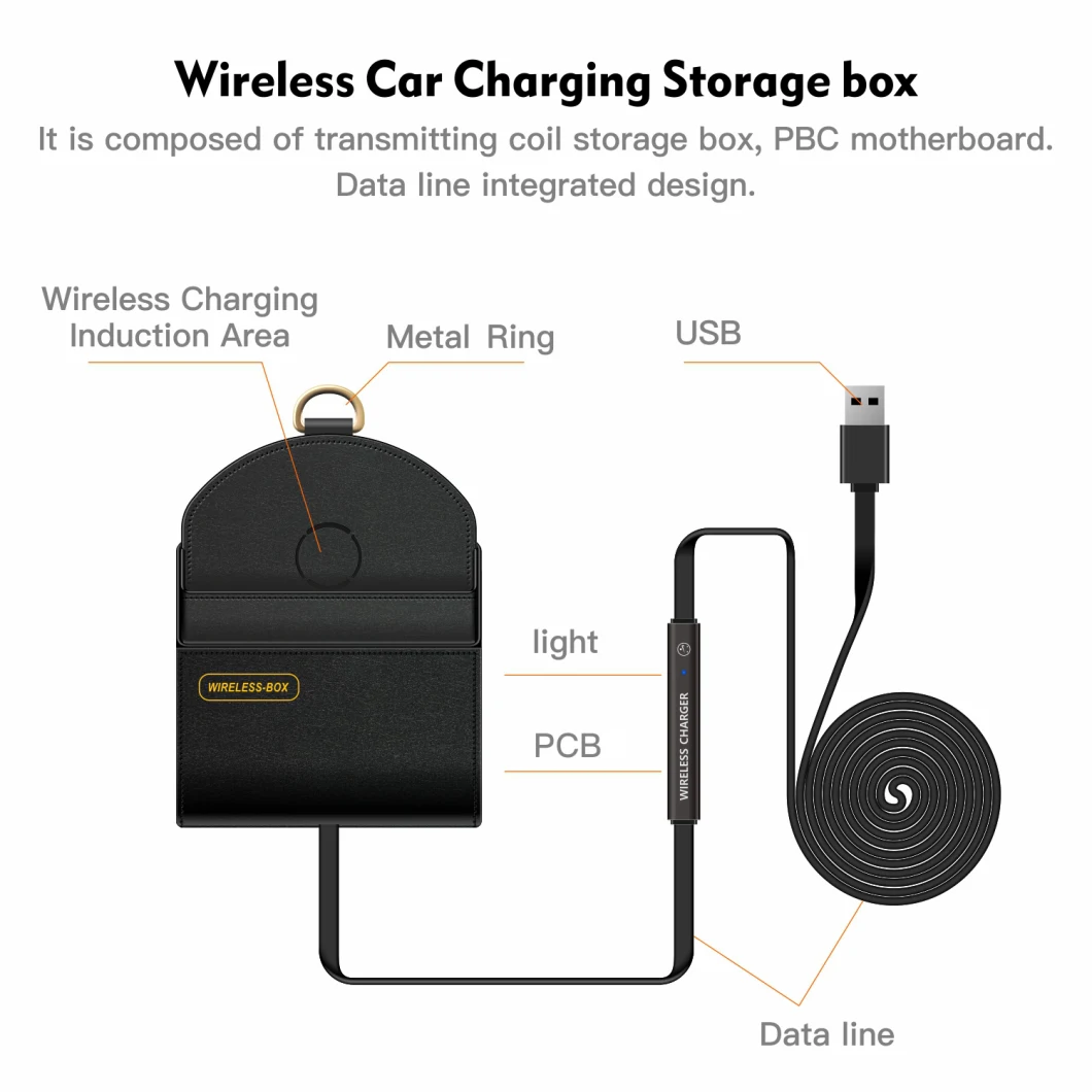 Qi Car Holder Wireless Charger Storage Box Power Bank for Mobile Phone