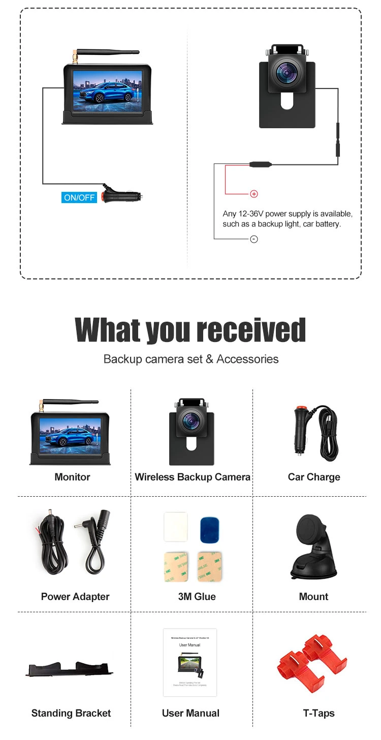 WiFi Car Reversing Camera D-533+266s High Quality D-533+266s Kit Waterproof Camera