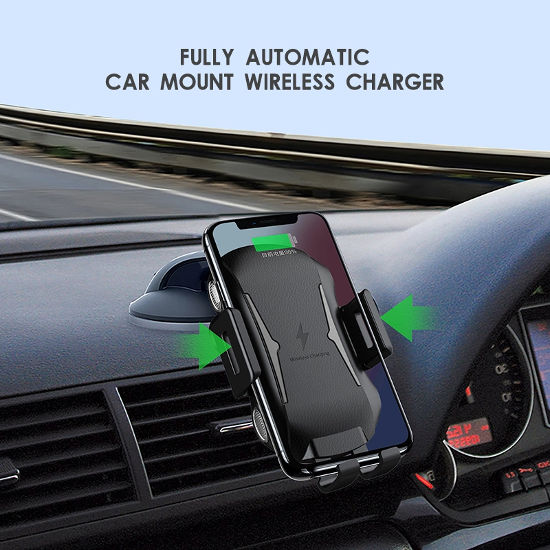 10W Qi Fast Charging Auto-Clamping Smart Sensor Car Mount Wireless Charger