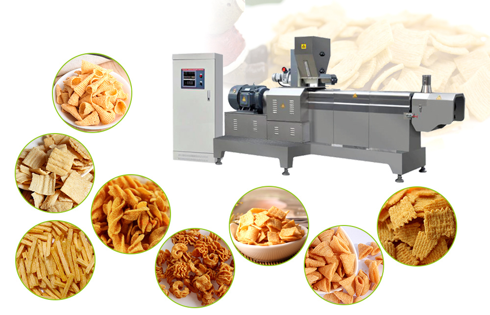 Automatic Bugles Snacks Making Machine Automatic Flour Fried Salad Sticks Processing Line Flour Snack Processing Line