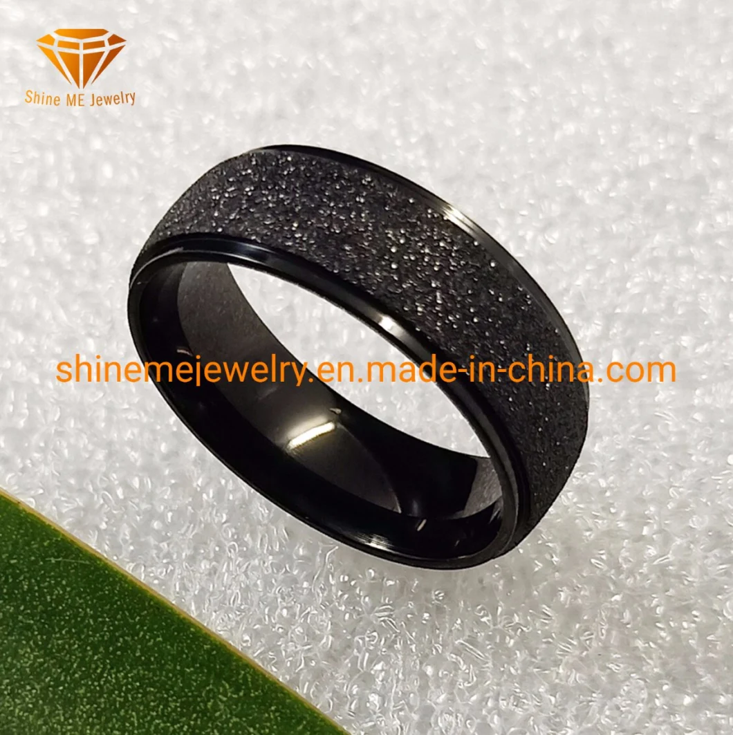 Wholesale High Quality Body Jewelry Roll Sand Black Plating Stainless Steel Ring SSR1984