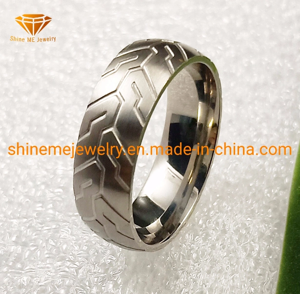 Stainless Steel Jewelry Titanium Ring Stainless Steel Ring Embossed Tire Ring SSR2010