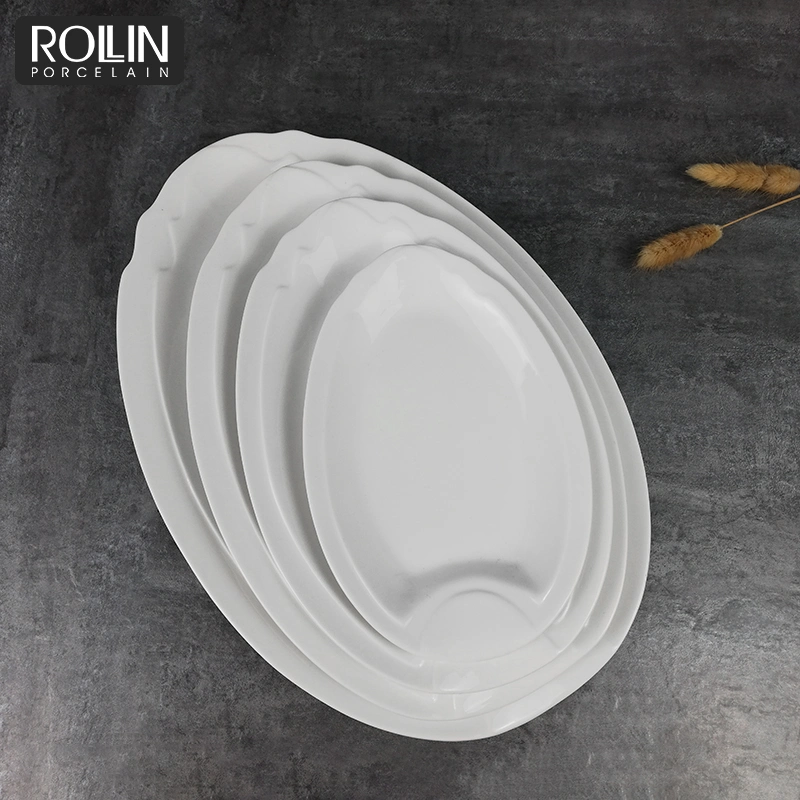 Wholesale Porcelain Oval Plates Ceramic Ovla Plates for Fish