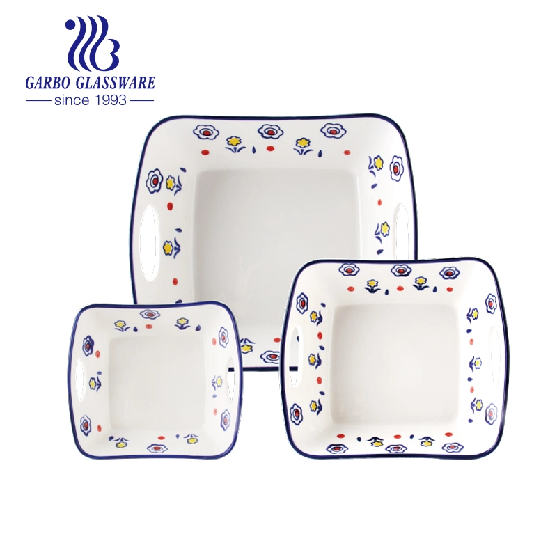 Set of 4 Dinner Plates, 7 Inch Plates, Ceramic Plates for Dishes, Fried Egg, Snack, Broiler Wing Baking Tray Heat Resistant Baking Tray