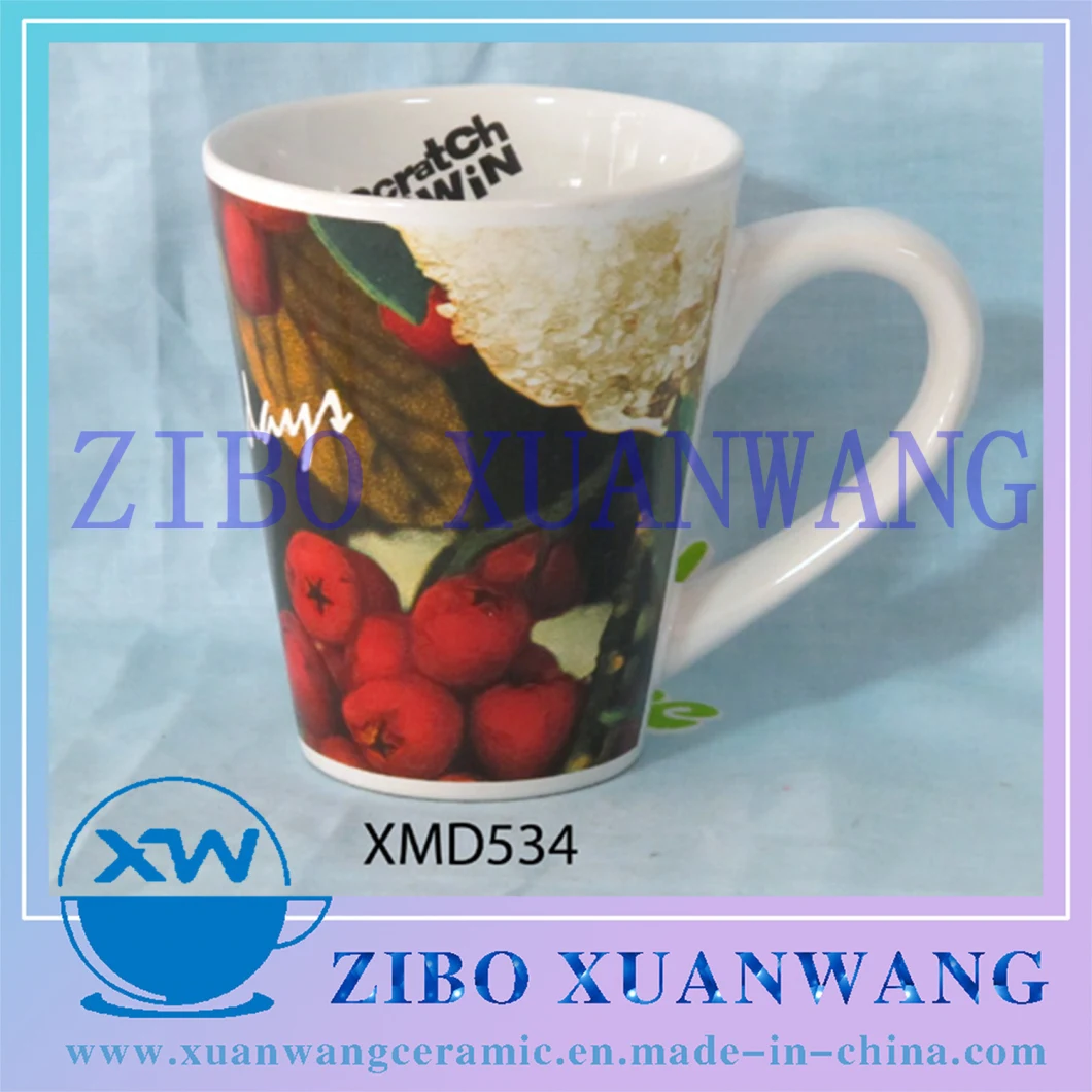 V Shape Ceramic Mug with Full Body Printing and Inside Printing 12oz Ceramic Mug