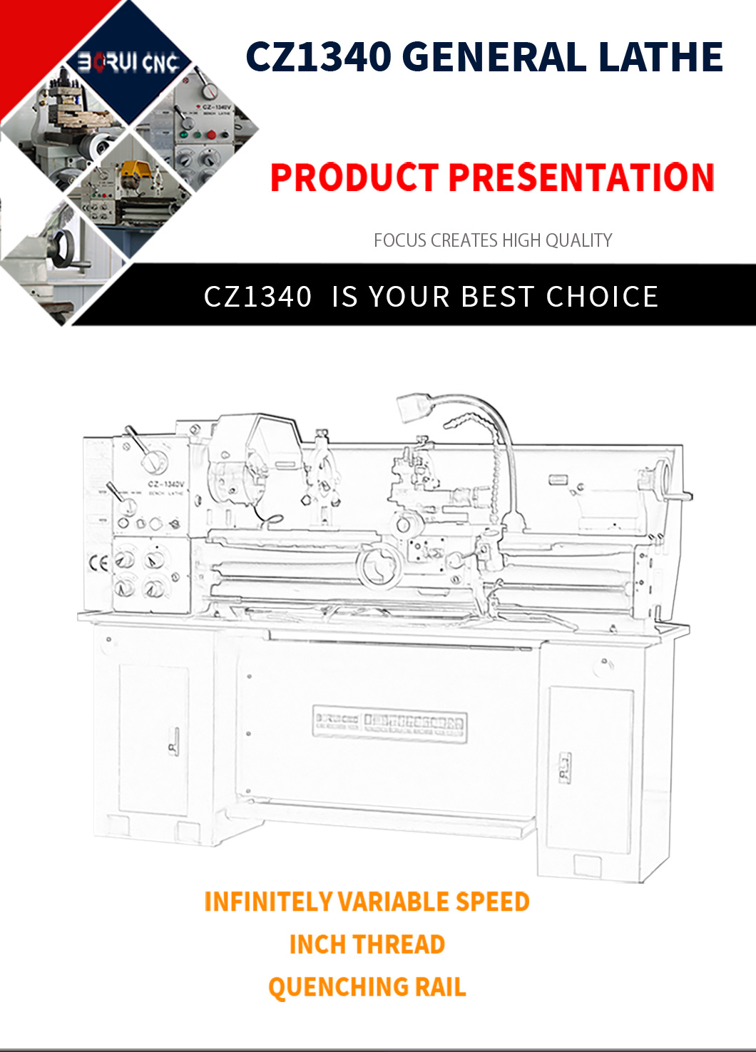 Speed Control Lathe Machine CZ1340g Precision Metal Lathe Machine for Metal Processing
