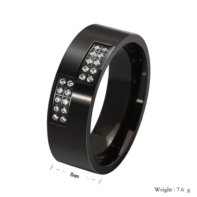 Stainless Steel 316L Ring Factory OEM Wholesale CNC Carved Couple Ring in Black