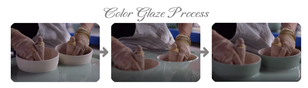 Embossed Glazed Ceramic Tableware with Gold Color Rim