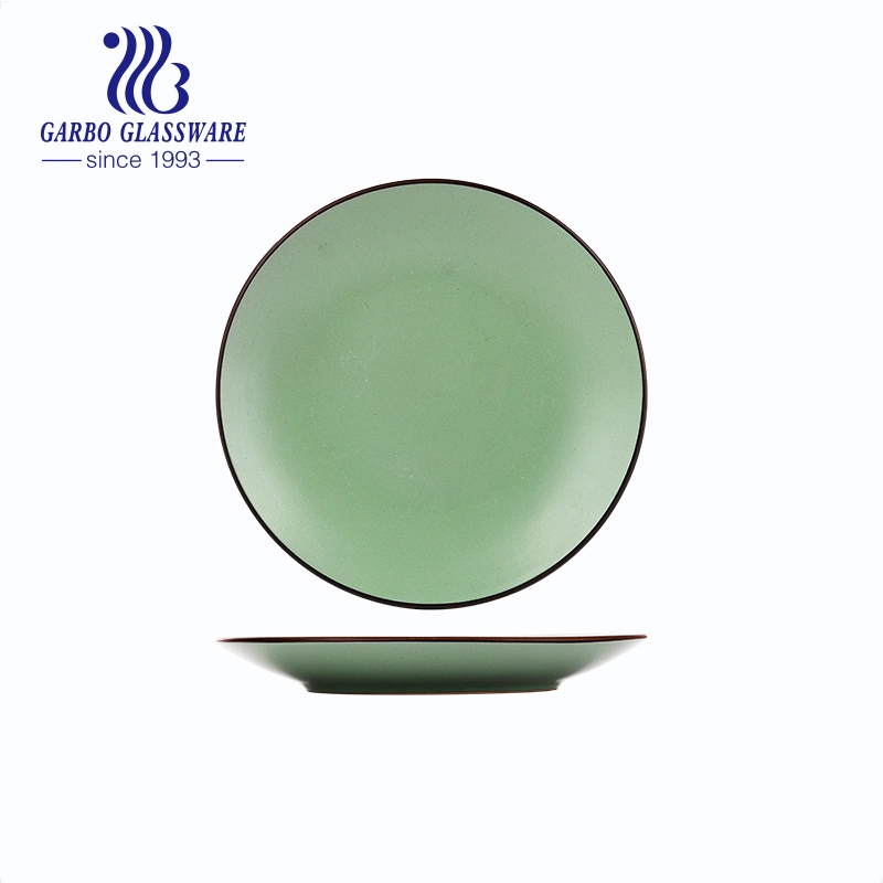8 Inch Green Eco-Friendly Durable Ceramic Plate Porcelain Dish Ceramic Dish Dinner Plate Tc23024205-a