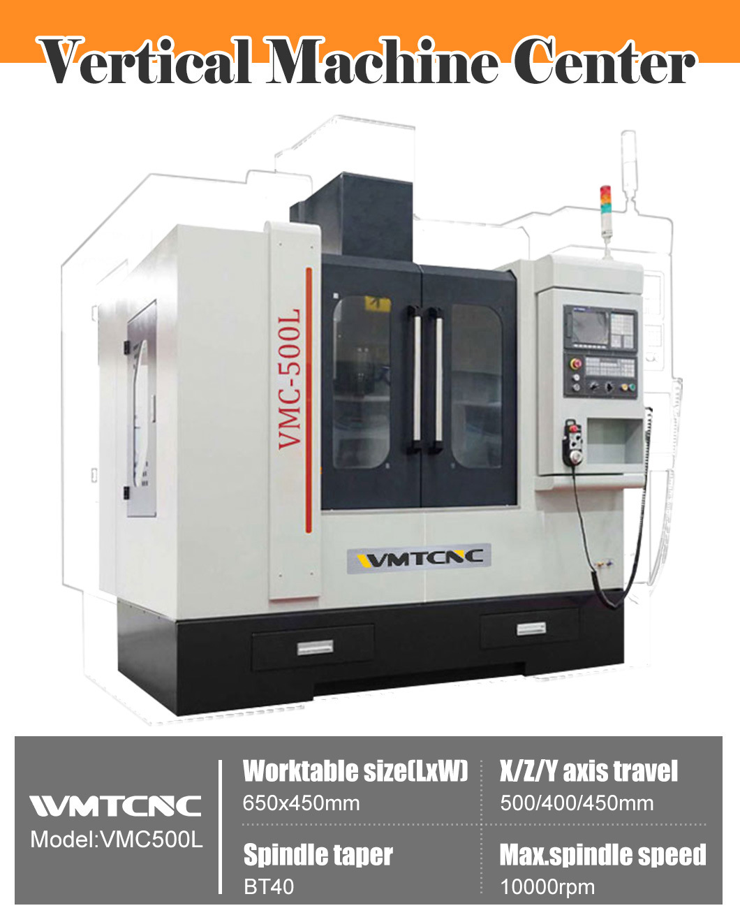 VMC500L China 4 axis CNC machining center with linear guideway