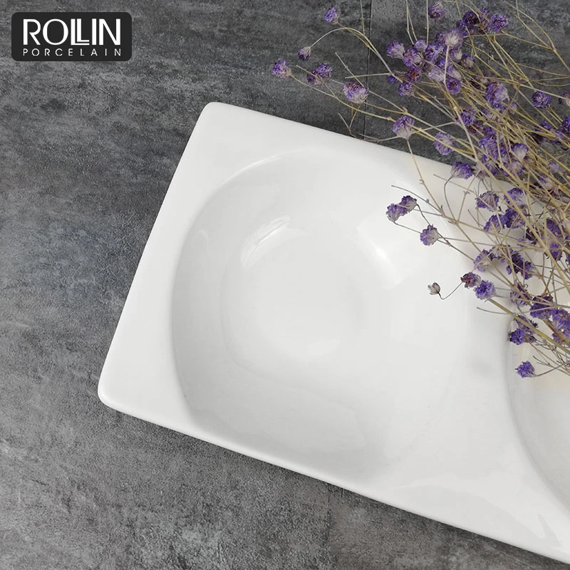 High Quality Bulk White Ceramic Dinner Plates Divide Plate
