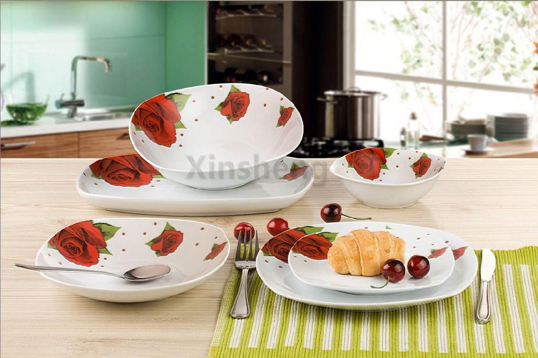 20PCS European Style Ceramic Dinner Set Porcelain Gold Rim Decor Dinner Plate Sets