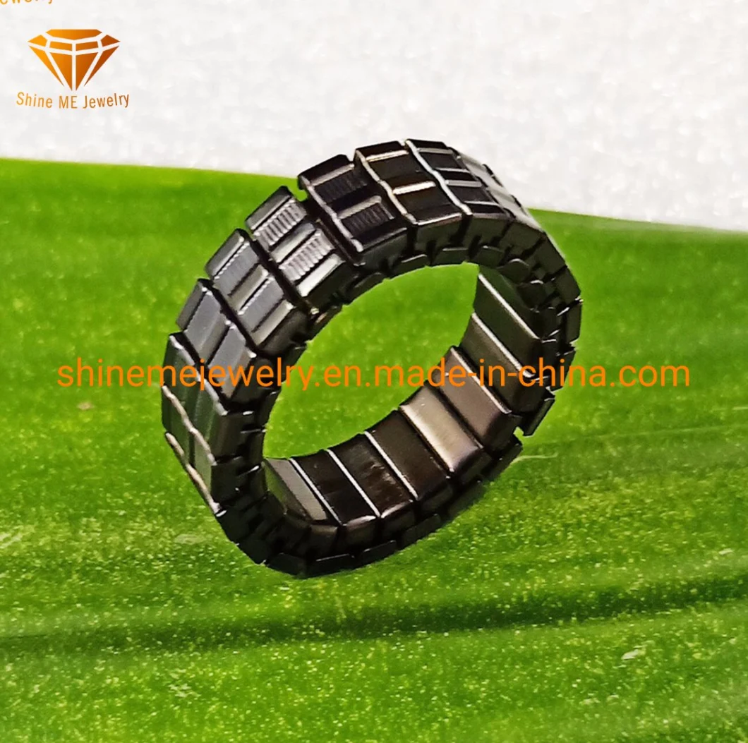 Shineme Body Jewelry High Quality Fashion Black Plating Stainless Steel Ring for Men SSR2025