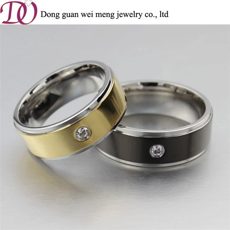 Wholesale Stainless Steel Jewelry Gold Black Color Wedding Ring