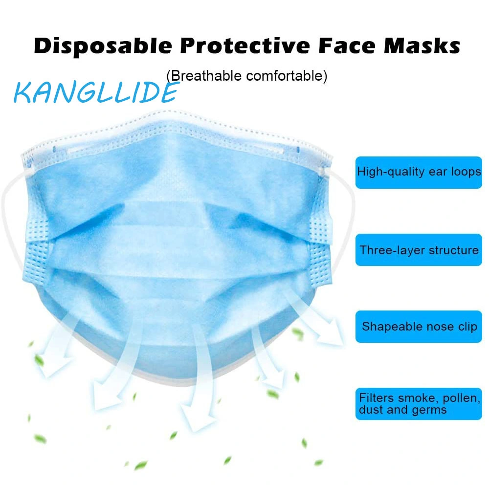 Fast Delivery Medical Face Mask Nonwoven Fabric Masks 3ply 98% Bfe Disposable Face Masks