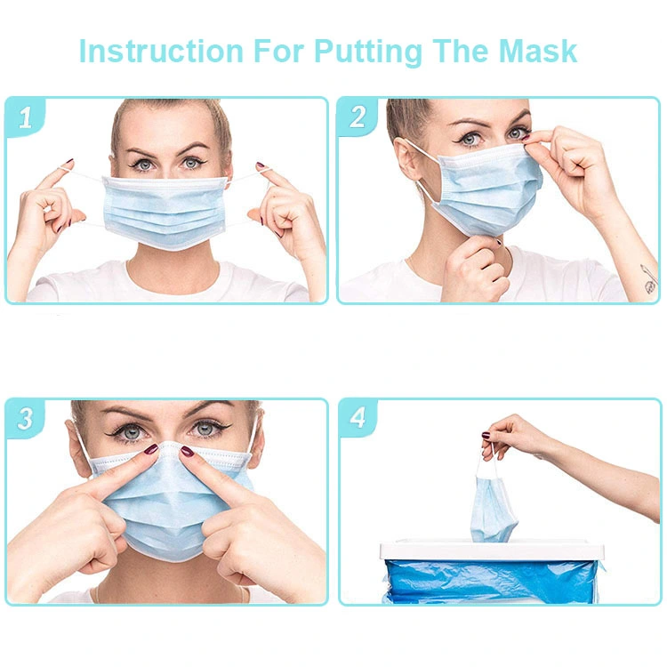 Fast Delivery Medical Face Mask Nonwoven Fabric Masks 3ply 98% Bfe Disposable Face Masks