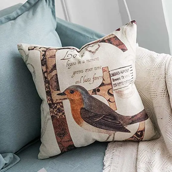 Love Birds Digital Printing Seat Cushion Chair Cushion for Home Decoration Linen Fabric