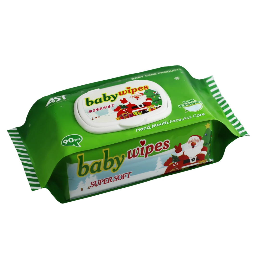 90 Sheets Baby Wet Wipe Custom Size Non Woven with Plastic Lid