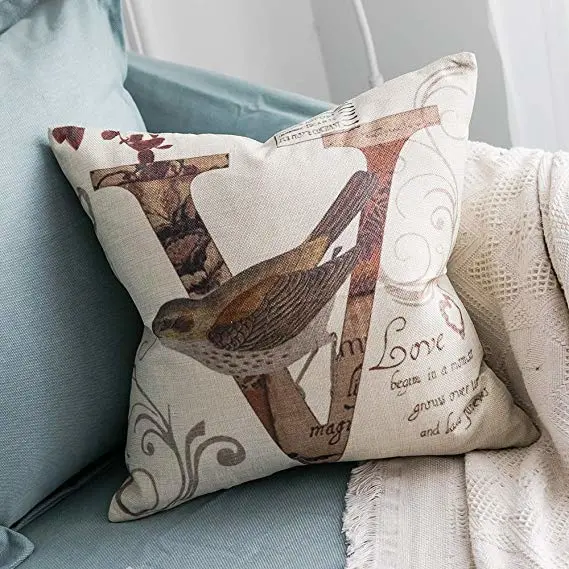 Love Birds Digital Printing Seat Cushion Chair Cushion for Home Decoration Linen Fabric