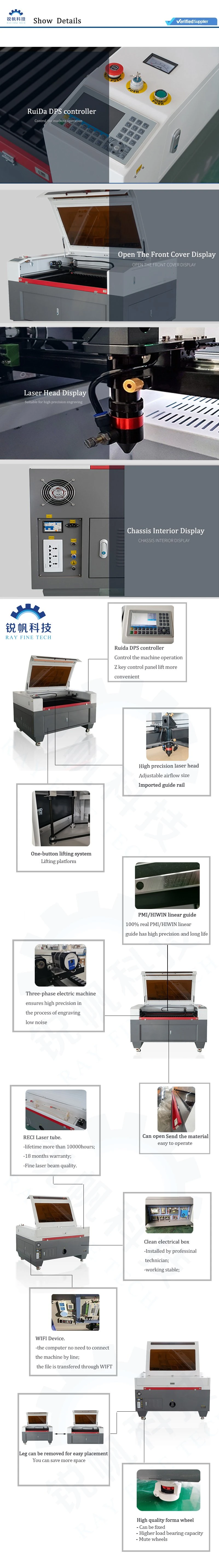 1390 CO2 Laser Engraving Cutting Machine for Plastic/Arylic /Wood Fabric MDF Laser Cutting Machine
