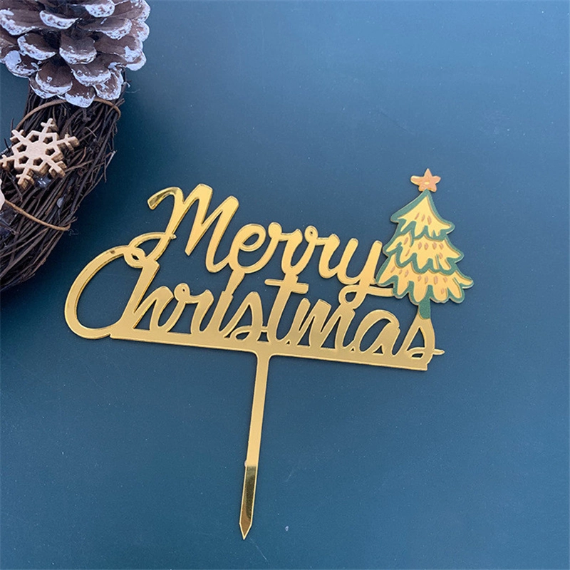 Acrylic Gold Letter Merry Christmas Cake Toppers Home Party Decor Supplies Christmas Cake Topper