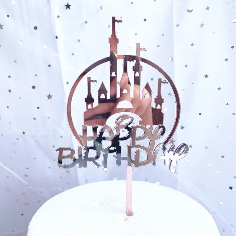 Custom Beautiful Double Layer Design Princess Castle Cake Toppers Birthday Cake Decor Acrylic Cake Topper Birthday