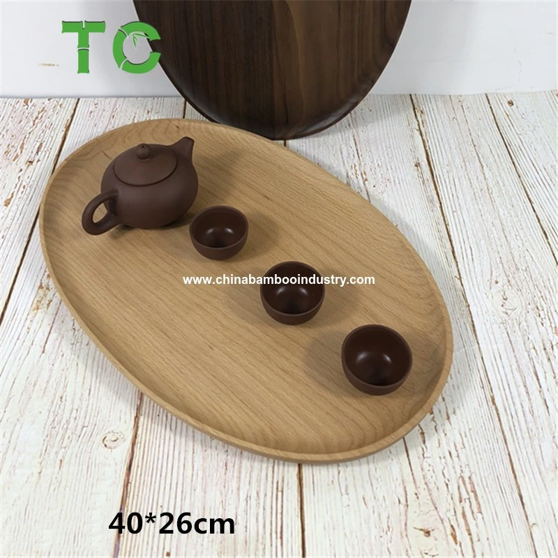 Wholesale Wood Tray Wooden Plate Snack Cake Dessert Plate Dinner Serving Tray Wood Tableware