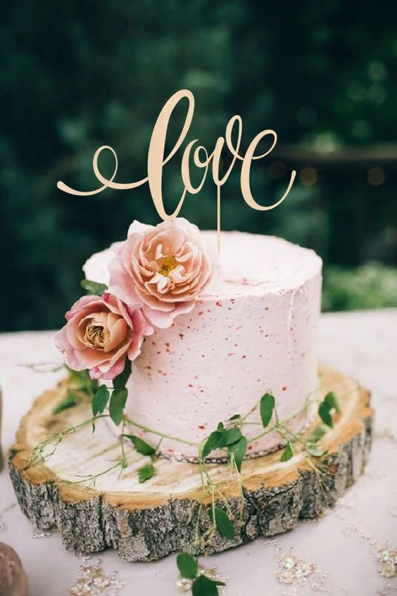Love Wedding Cake Topper Rustic Custom Cake Topper