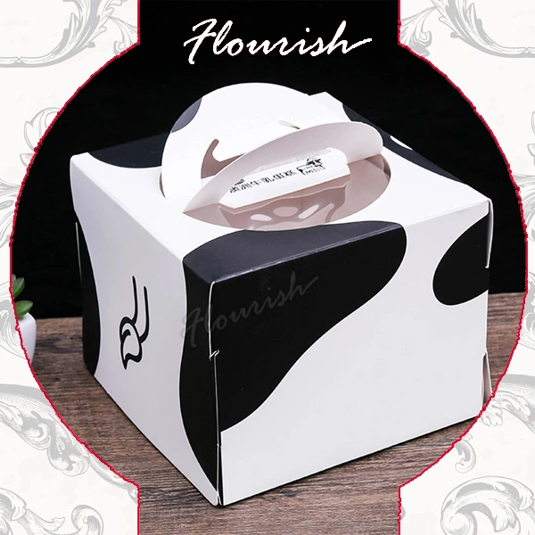 Fancy Art Paper Printing Cardboard Birthday Cake Bakery Packaging Box with Handle