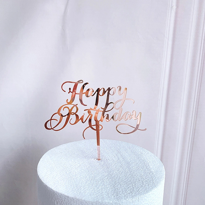 Rose Gold Letters Happy Birthday Cake Toppers Acrylic Custom Cake Topper for Birthday Decorations