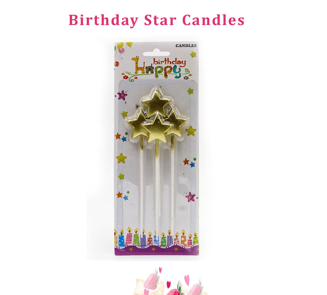 Cake Topper Star Happy Birthday Cake Decorative Candle for Birthday Party