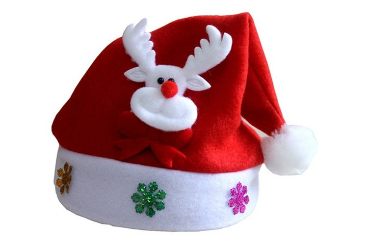 Christmas Articles Non-Woven Fabric Velvet Christmas Hat Glow Adult Children Custom Logo Christmas Hat