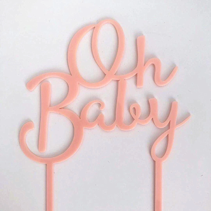 Baby Shower Party Decorations Laser Cut Acrylic Cake Topper Happy Birthday Oh Baby Cake Toppers