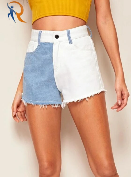 Casual Denim Shorts Blue and White Color Two Color Streetstlye Shorts Women Rtm-266
